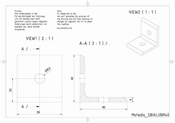 Winkel 40x40 Aluminium eloxiert