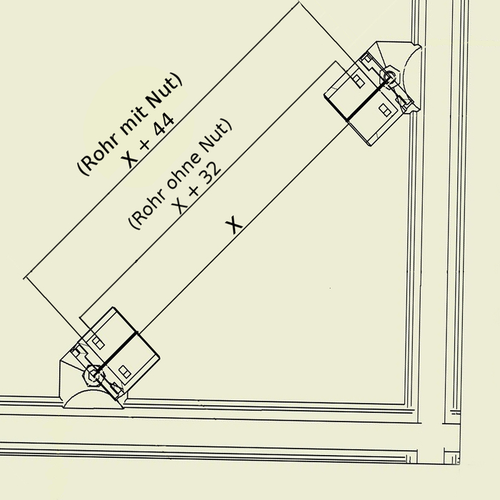45° connector for circular tubes 28mm