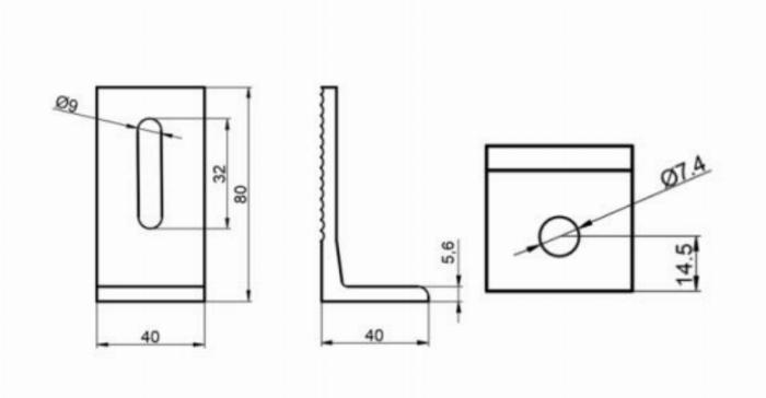 L-Füße 40x80x5,8 eloxiert aus Aluminium 6005-T5
