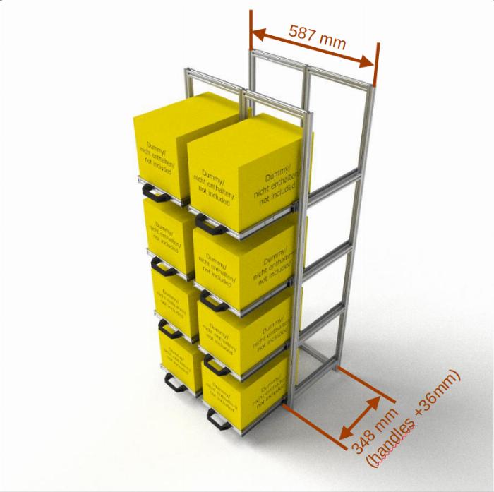 Double rear garage shelf with telescopic slider